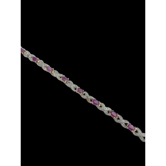 3.7ctw Ruby Tennis Bracelet - Sterling Silver - Vintage - Picture 2 of 5